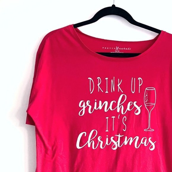 Christmas Shirt Drink Up Grinches It's Christmas Party Holiday Top - Picture 1 of 7